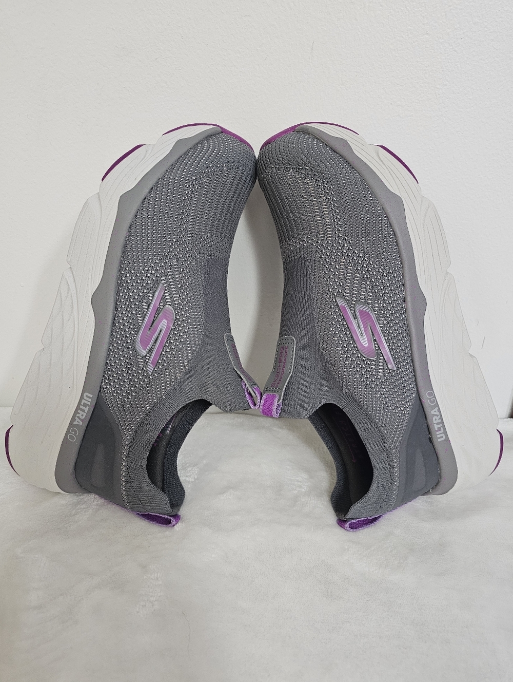 Skechers Womens Max Cushioning Elite Gray Purple Ultra Go Slip On Athletic Shoe - Picture 7 of 12